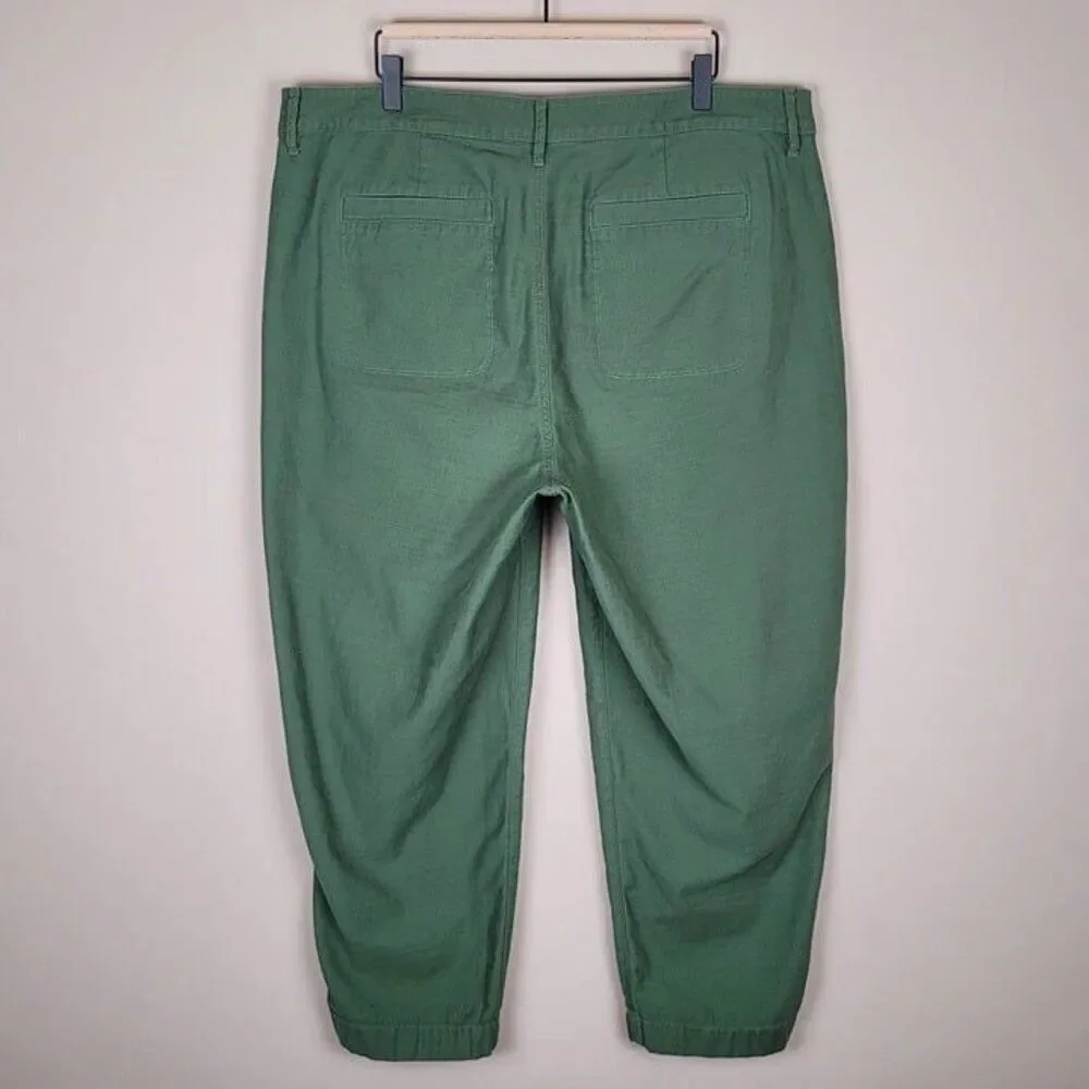 J. Crew Size 18 Cotton Camp Pants High Rise Crop Utility Green